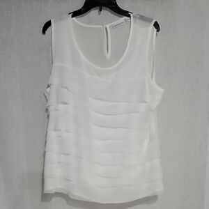 Liz Claiborne White Layered Sleeveless Blouse